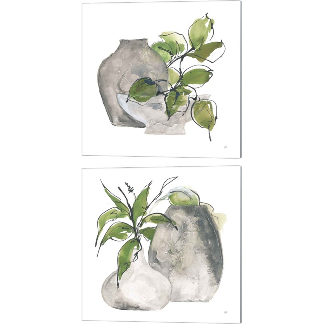 Two Vases by Chris Paschke 14" x 14" Canvas Wall Art (Set of 2)